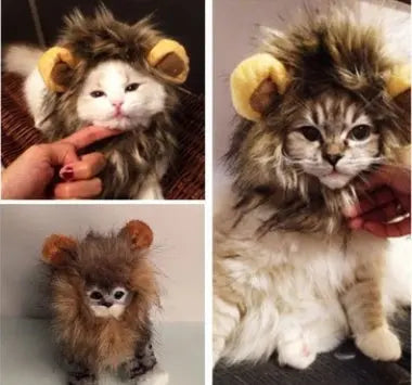 Funny Pet Hat For Small Dogs Cats Hat Emulation Lion Hair Mane Ears Head Cap Pet plaza